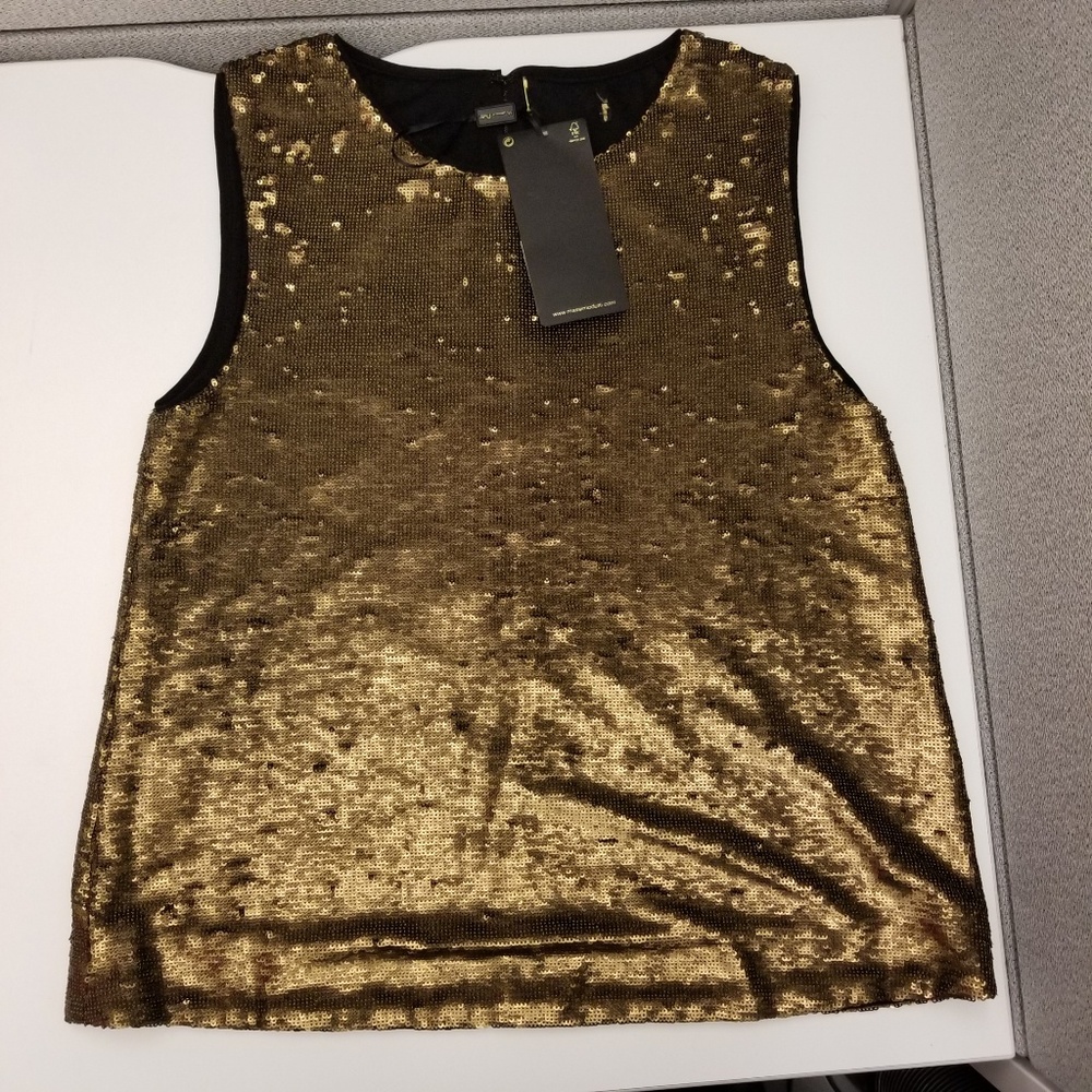 New Massimo Dutti Gold Sequin Shell Top Zara Group